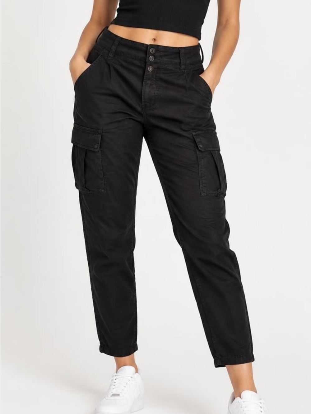Supplies Womens Cargo Utility Pants Sz 6 Black Cotton Blend Casual Comfort